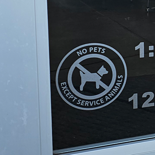 No Pets - Except Service Animals sticker